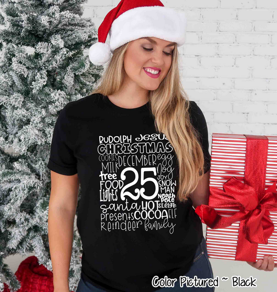 Christmas Typography Word Art Tee