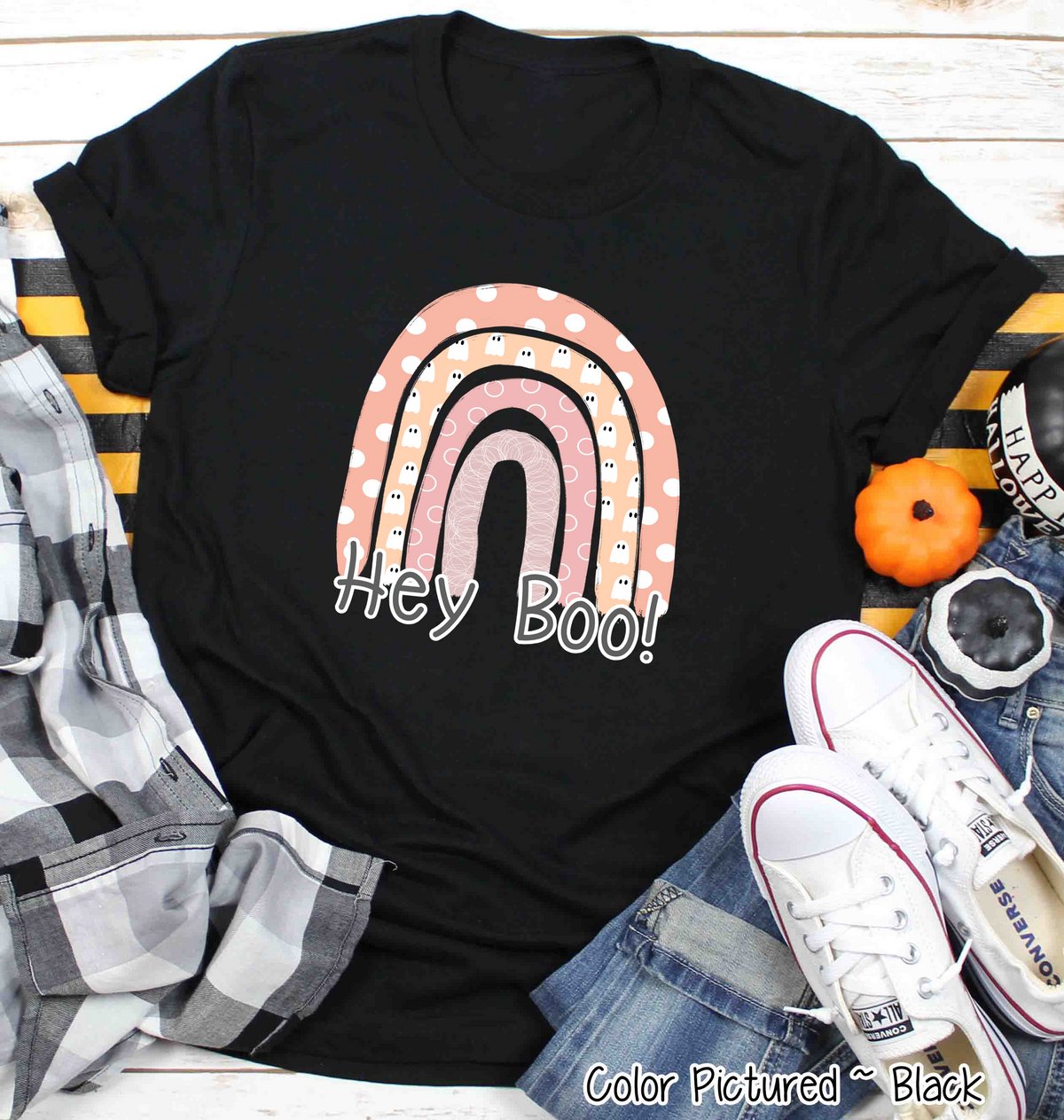 Halloween Rainbow Hey Boo! Shirt