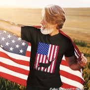 American Flag with Deer Patriotic Tee