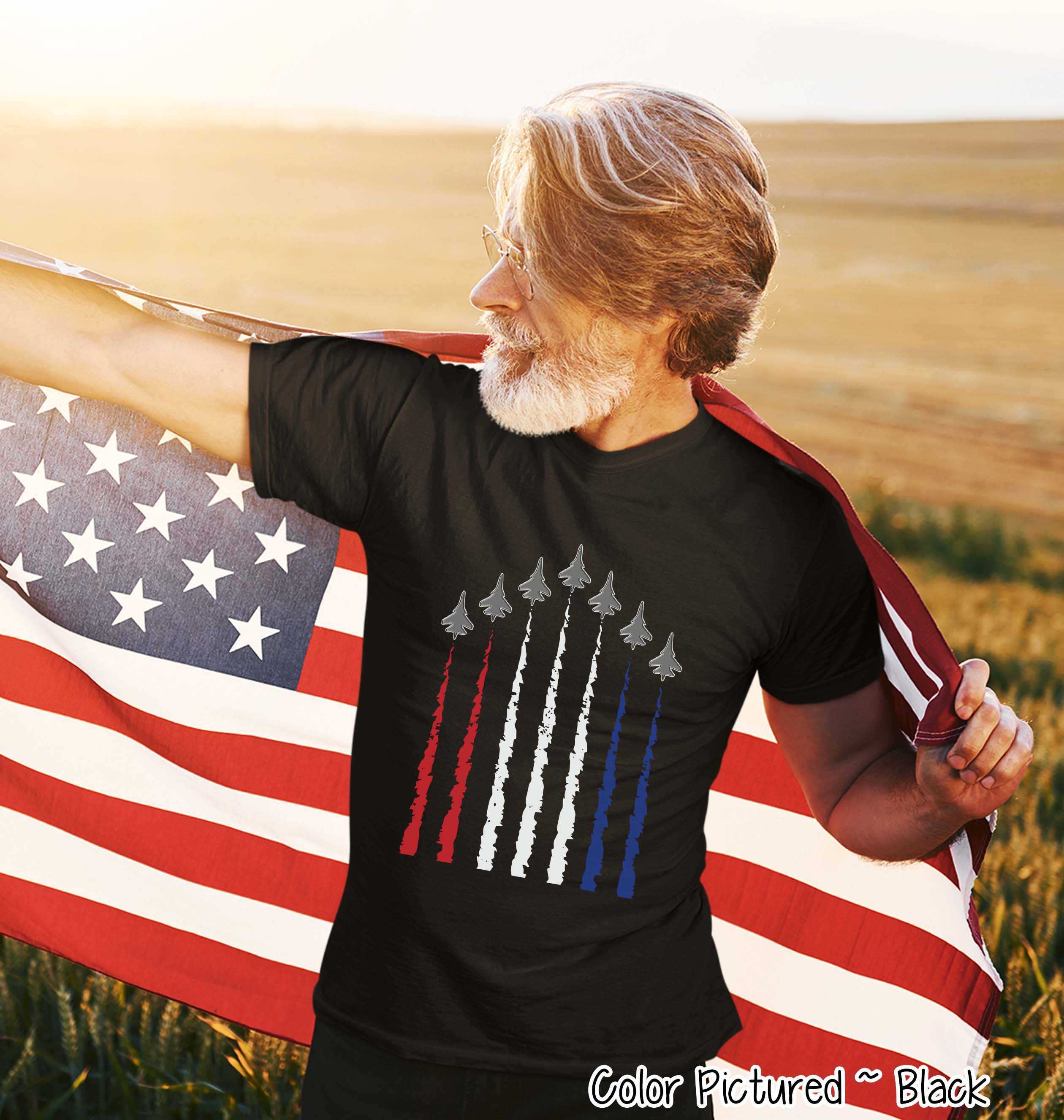 Jets with Patriotic Smoke Trails Tee