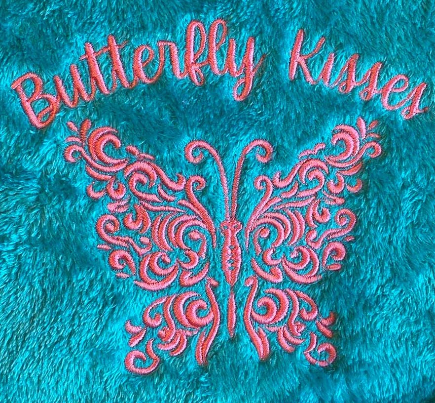 Custom Embroidery ~ Butterfly Kisses Blanket