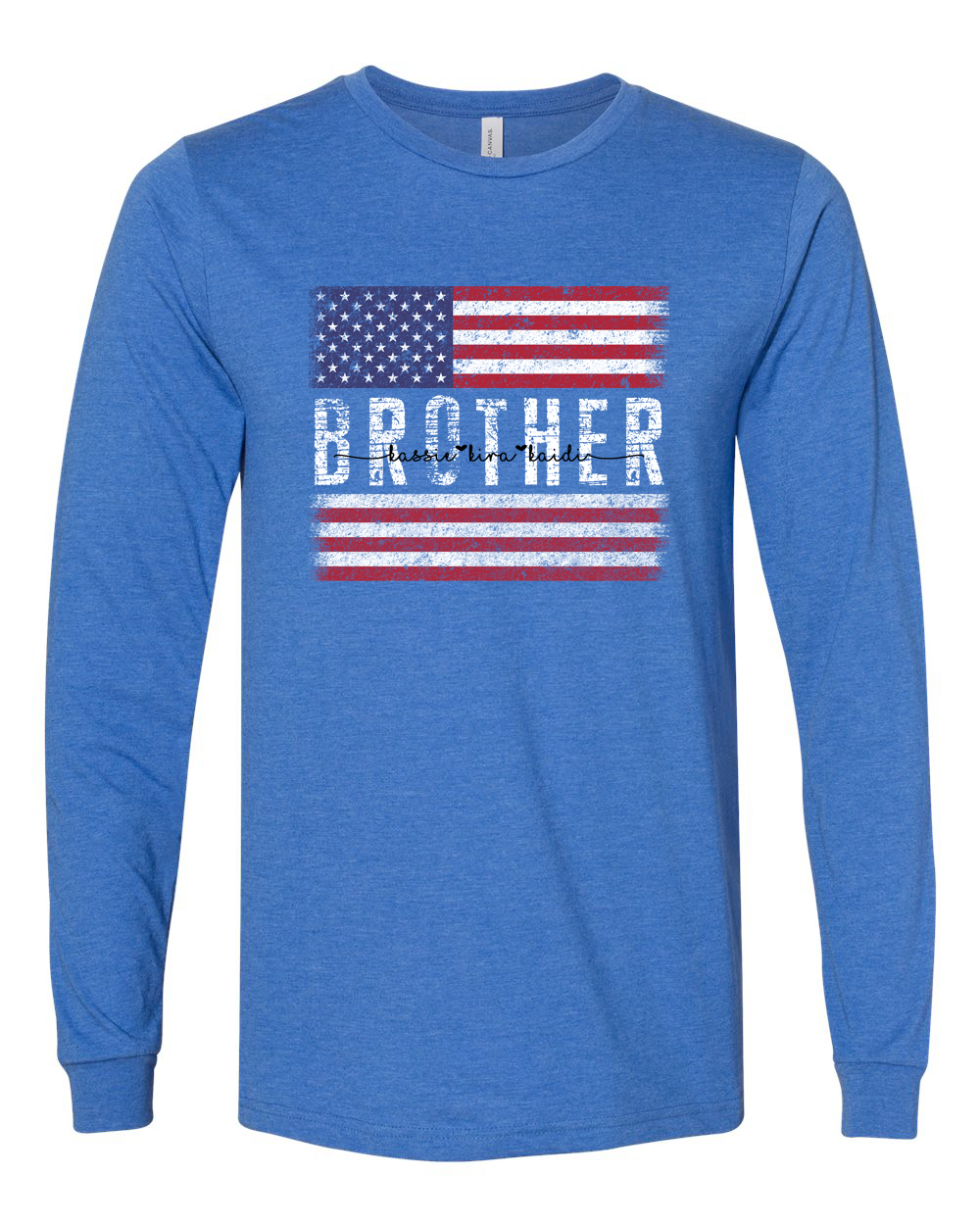Patriotic Custom Dad-Mom-Grandpa-Grandma-Brother-Etc. Distressed Red White Blue Flag Tee