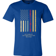 Custom Faded Patriotic Flag ~ Dad-Grandpa-Brother-Etc. Distressed Cream, Blue, Khaki Flag Tee