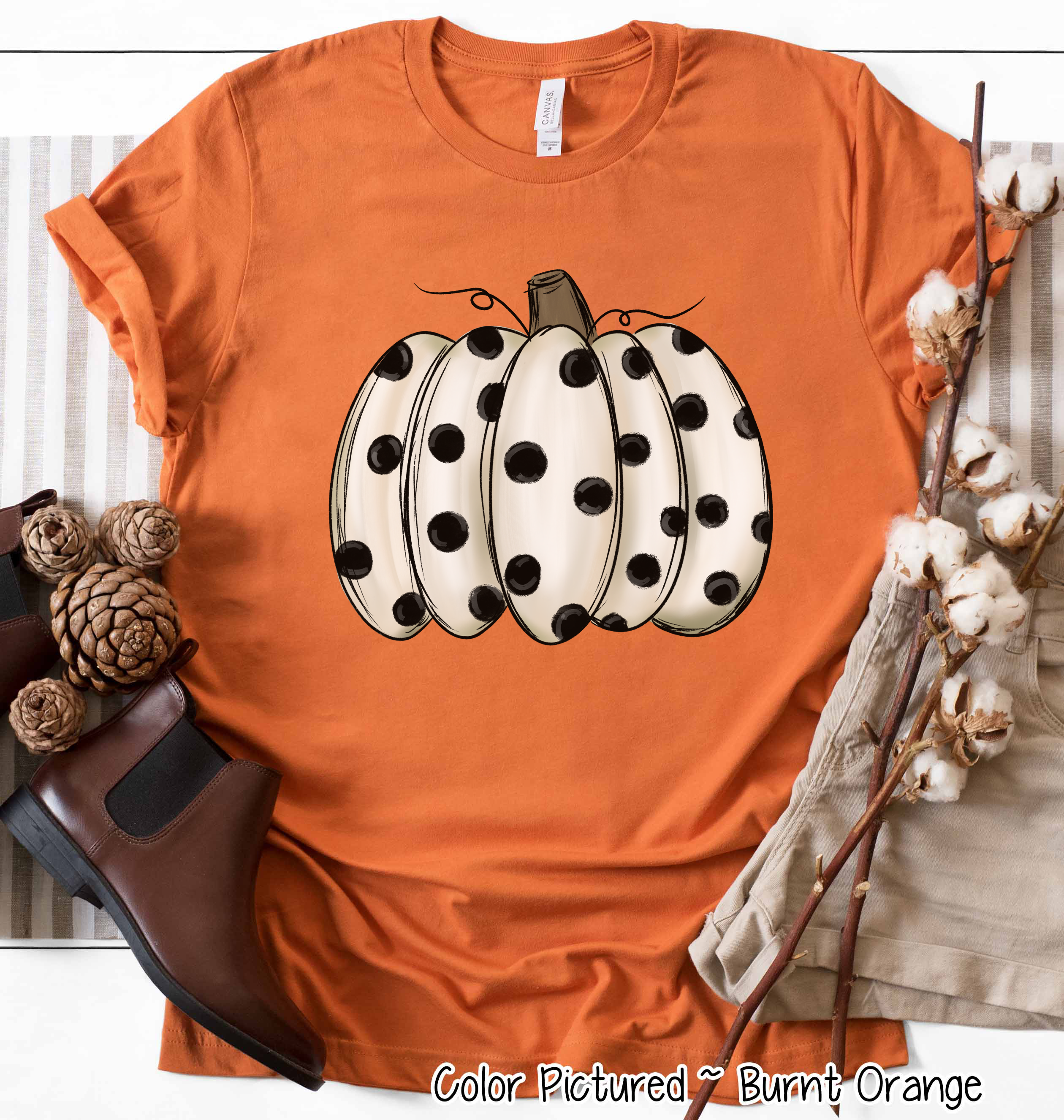 White Polka Dot Pumpkin Shirt