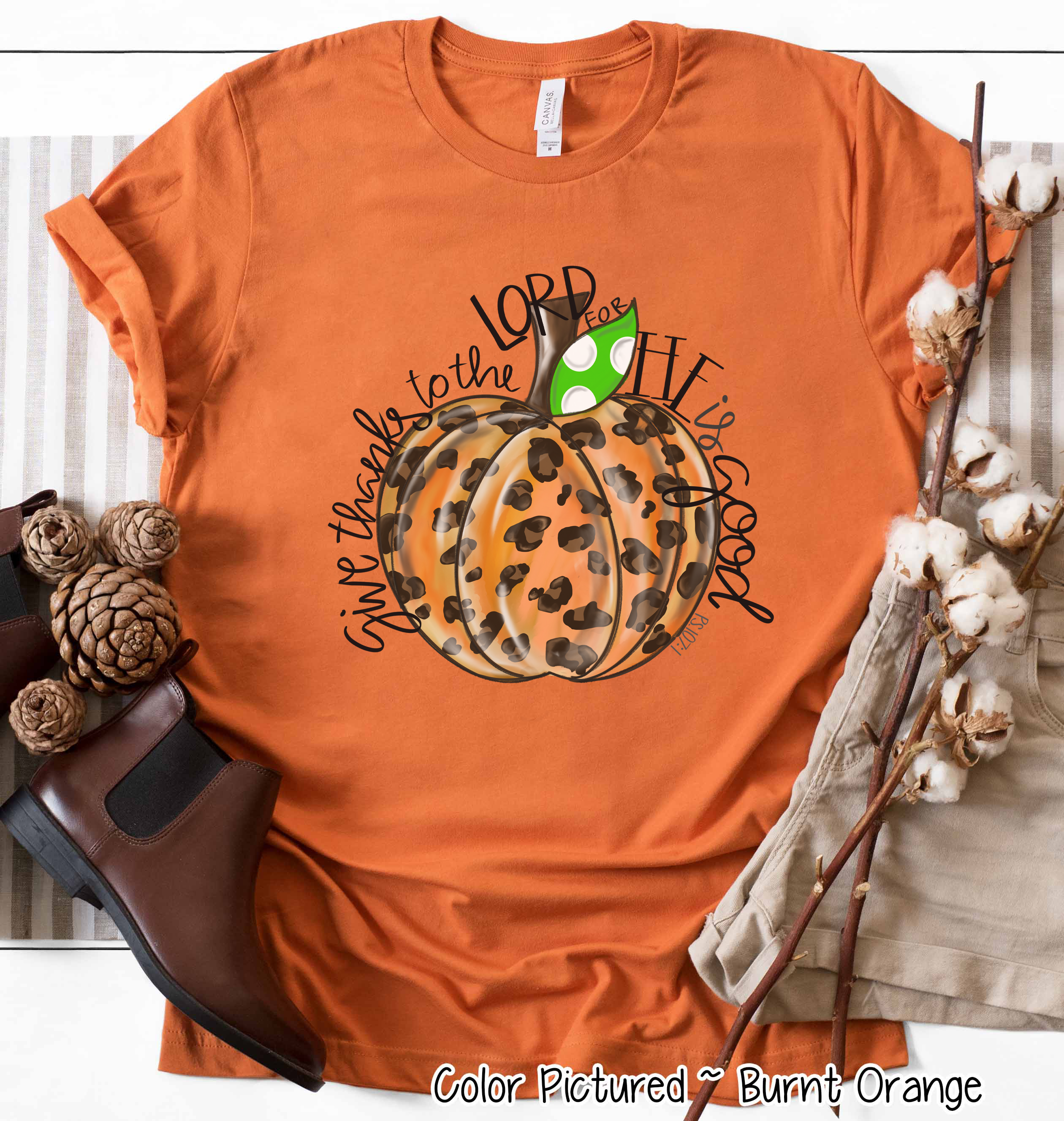 Give Thanks to the Lord Leopard Print Pumpkin Fall Shirt