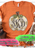 Fall Monogram White Pumpkin with Gold Dots Tee