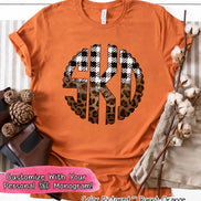 Big Monogram Black White Plaid Leopard Fall Tee