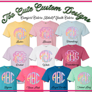 Pastel Tie Dye BIG Monogram Tee - Too Cute Custom Designs