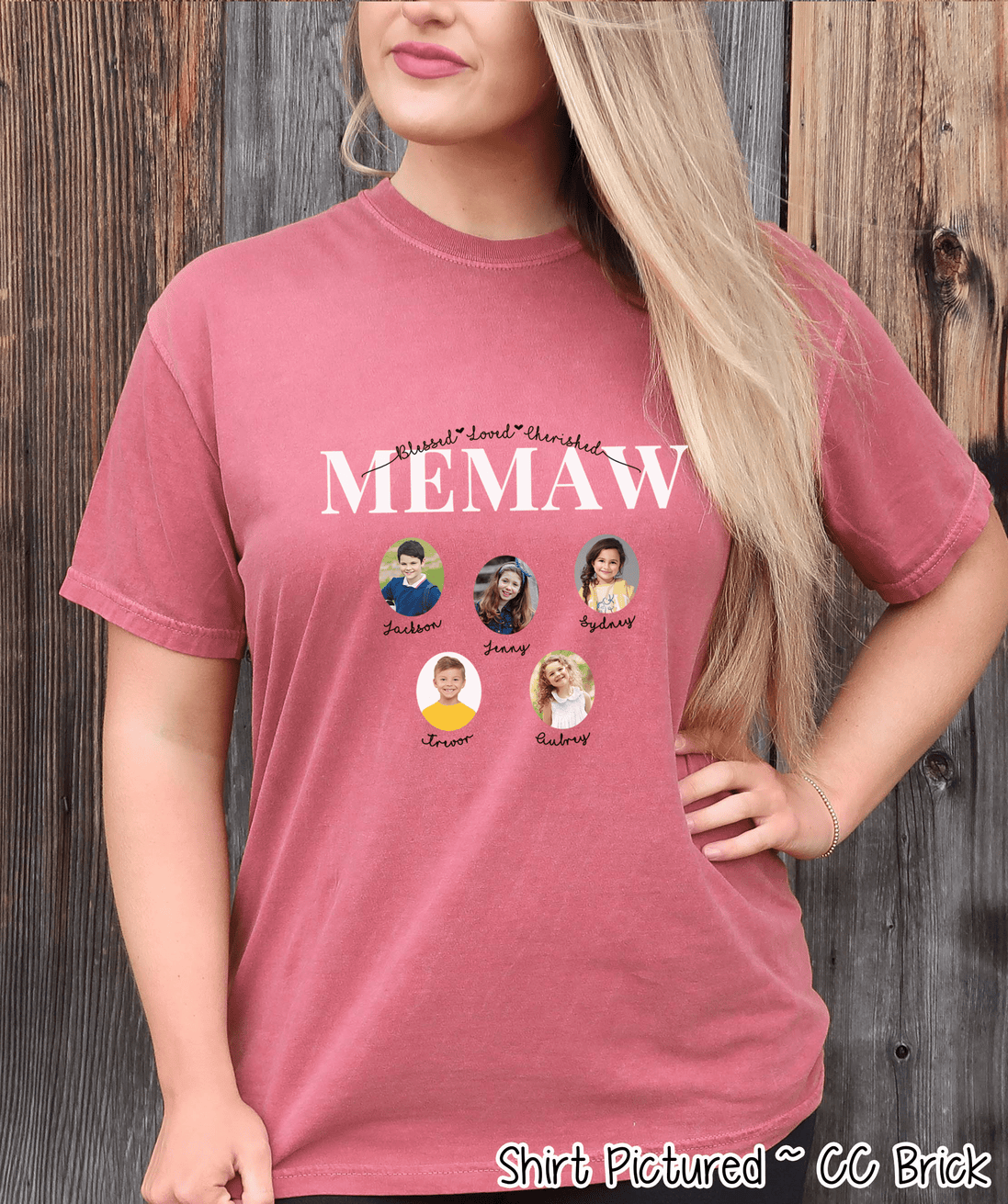 Personalized Memaw  Photo Shirt ~ Individual Grandkids Photos & Names - Too Cute Custom Designs