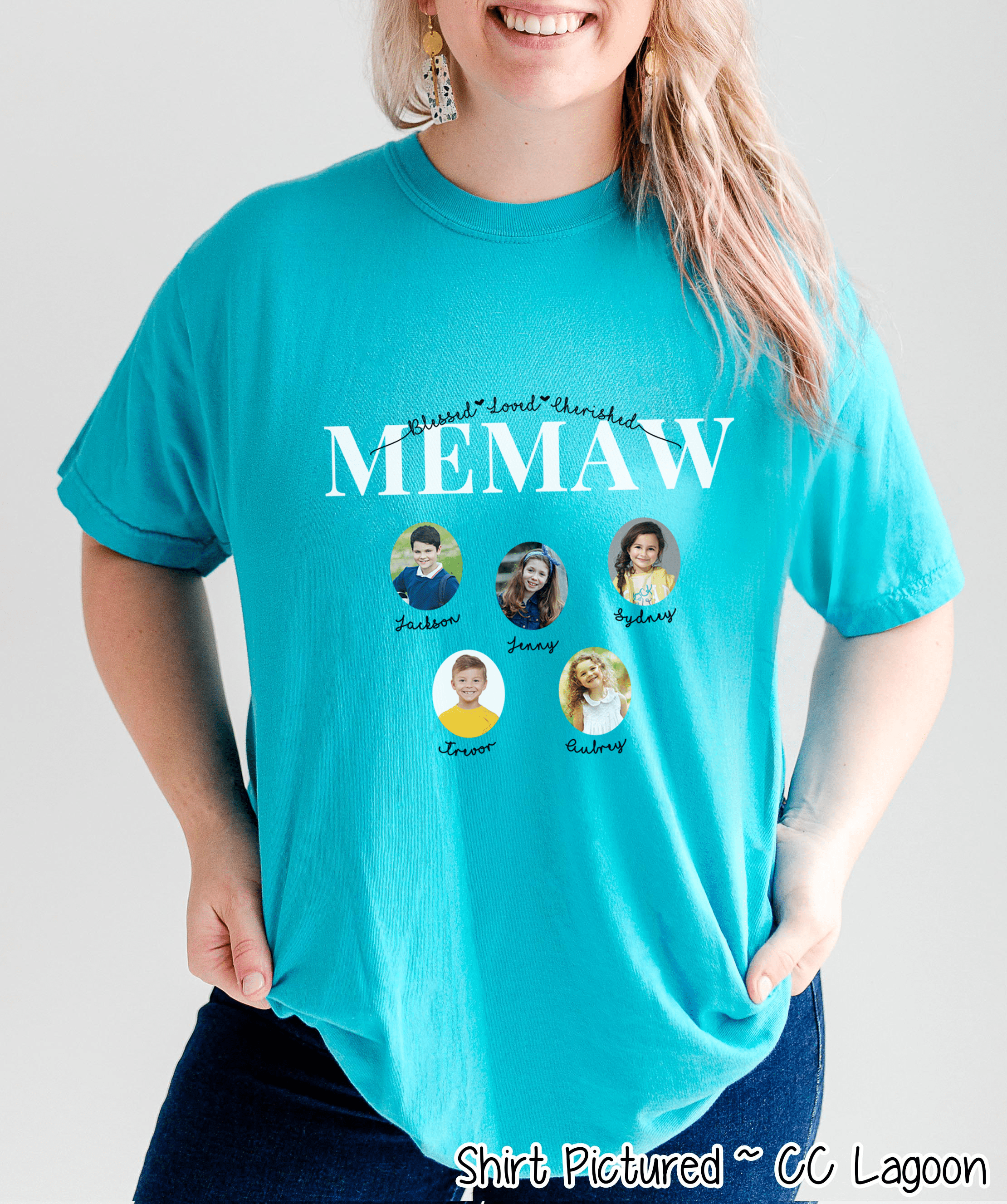 Personalized Memaw  Photo Shirt ~ Individual Grandkids Photos & Names - Too Cute Custom Designs