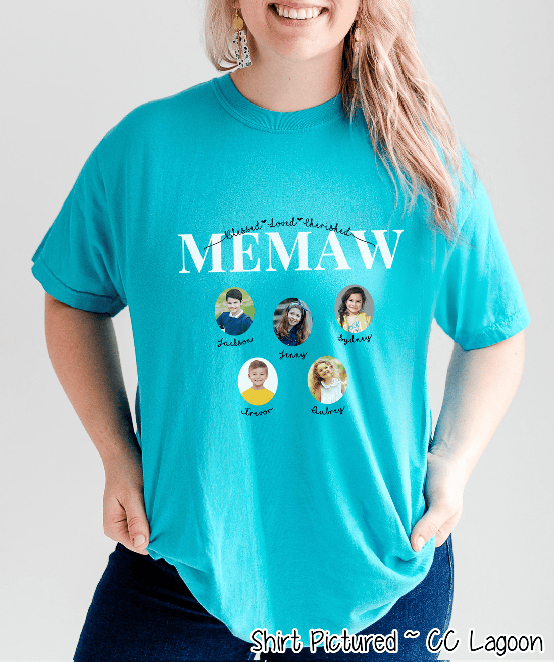 Personalized Memaw  Photo Shirt ~ Individual Grandkids Photos & Names - Too Cute Custom Designs