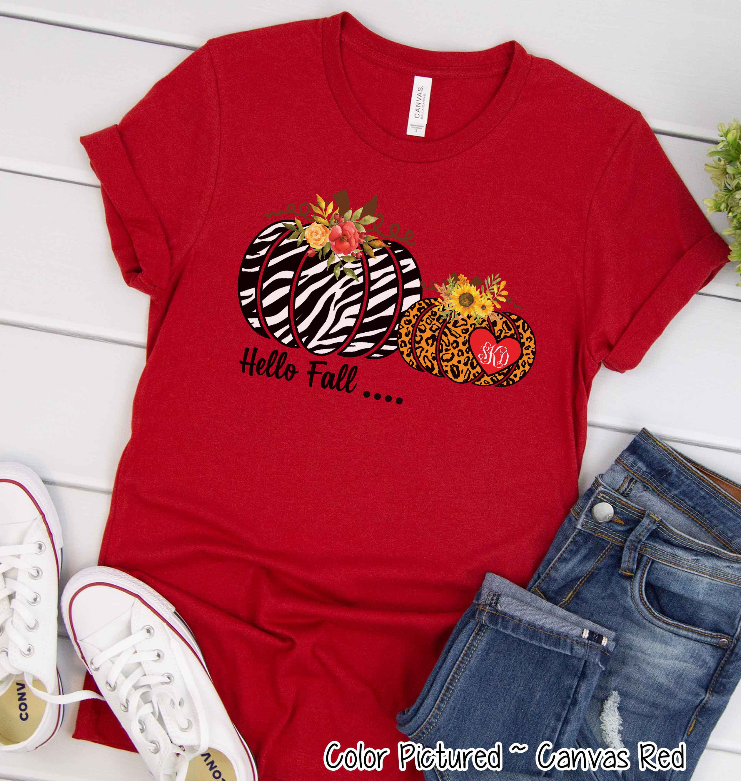 Animal Print Pumpkins with Monogram Tee
