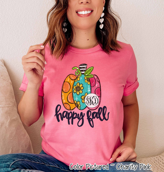 Bright Multi Color Pumpkin Monogram Tee
