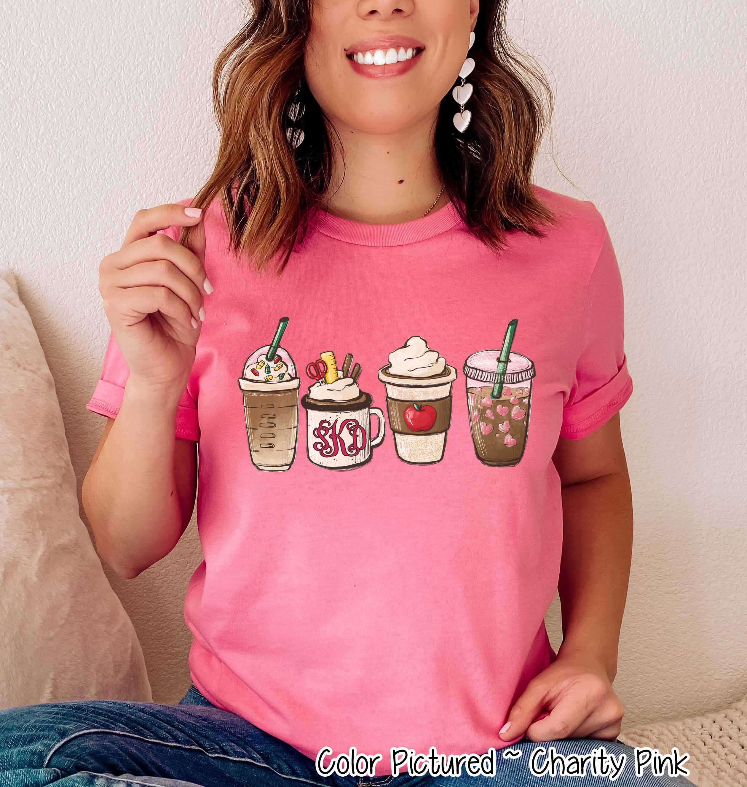 Monogram Coffee Latte Teacher Tee