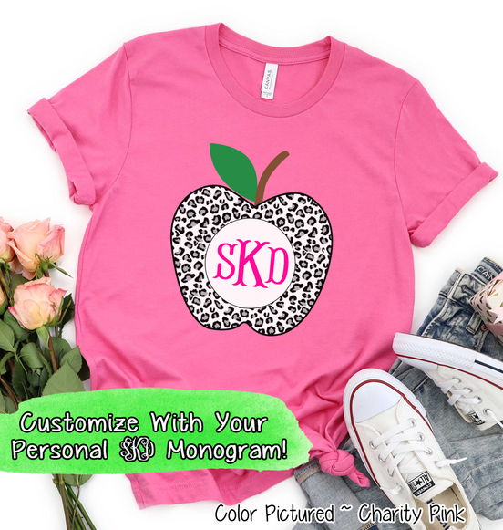 Monogram Snow Leopard Apple Tee