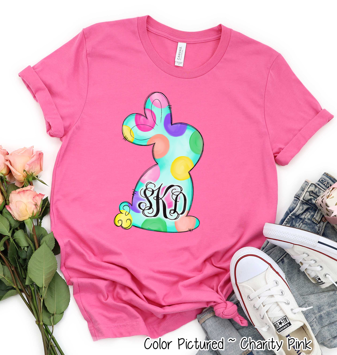 Monogram Fun Polka Dot Easter Bunny Tee