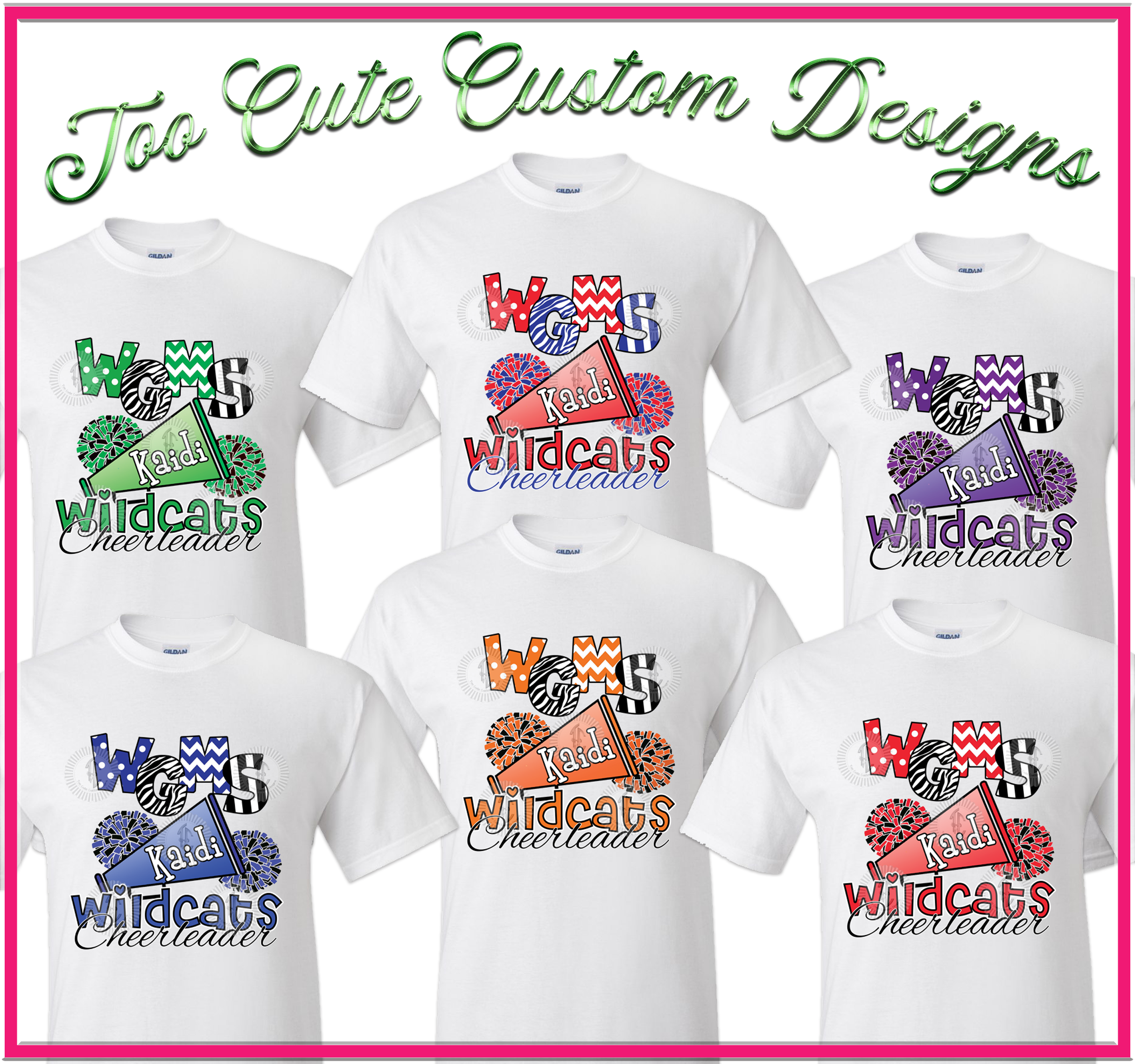 Personalized School Cheerleader Tee - Too Cute Custom Designs