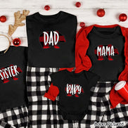 Personalized Family Matching Group Buffalo Plaid Bear Christmas Tee