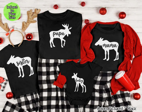 Personalized Family Matching Group Moose Christmas Tee