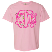 Lilly Inspired Preppy Rose Print BIG Monogram Tee - Too Cute Custom Designs