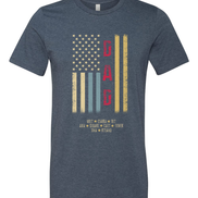 Custom Faded Patriotic Flag ~ Dad-Grandpa-Brother-Etc. Distressed Cream, Blue, Khaki Flag Tee
