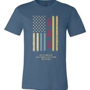 Custom Faded Patriotic Flag ~ Dad-Grandpa-Brother-Etc. Distressed Cream, Blue, Khaki Flag Tee