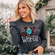 Monogrammed Joy to The World Ornament Christmas Tee