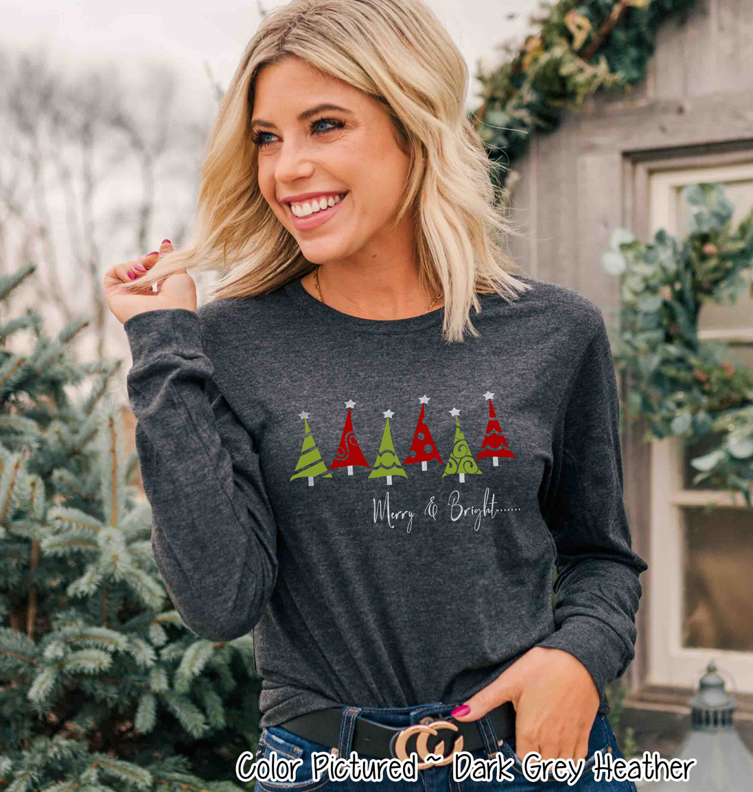 Merry & Bright Christmas Tree Row Tee