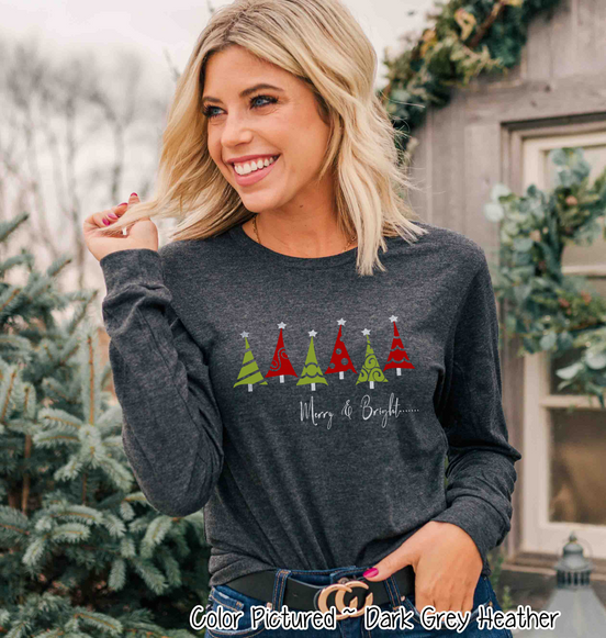 Merry & Bright Christmas Tree Row Tee