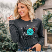 Monogram Tis The Season Ornament Christmas Tee