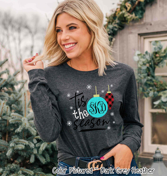 Monogram Tis The Season Ornament Christmas Tee