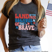 Land of the Free Because of the Brave Retro Tee