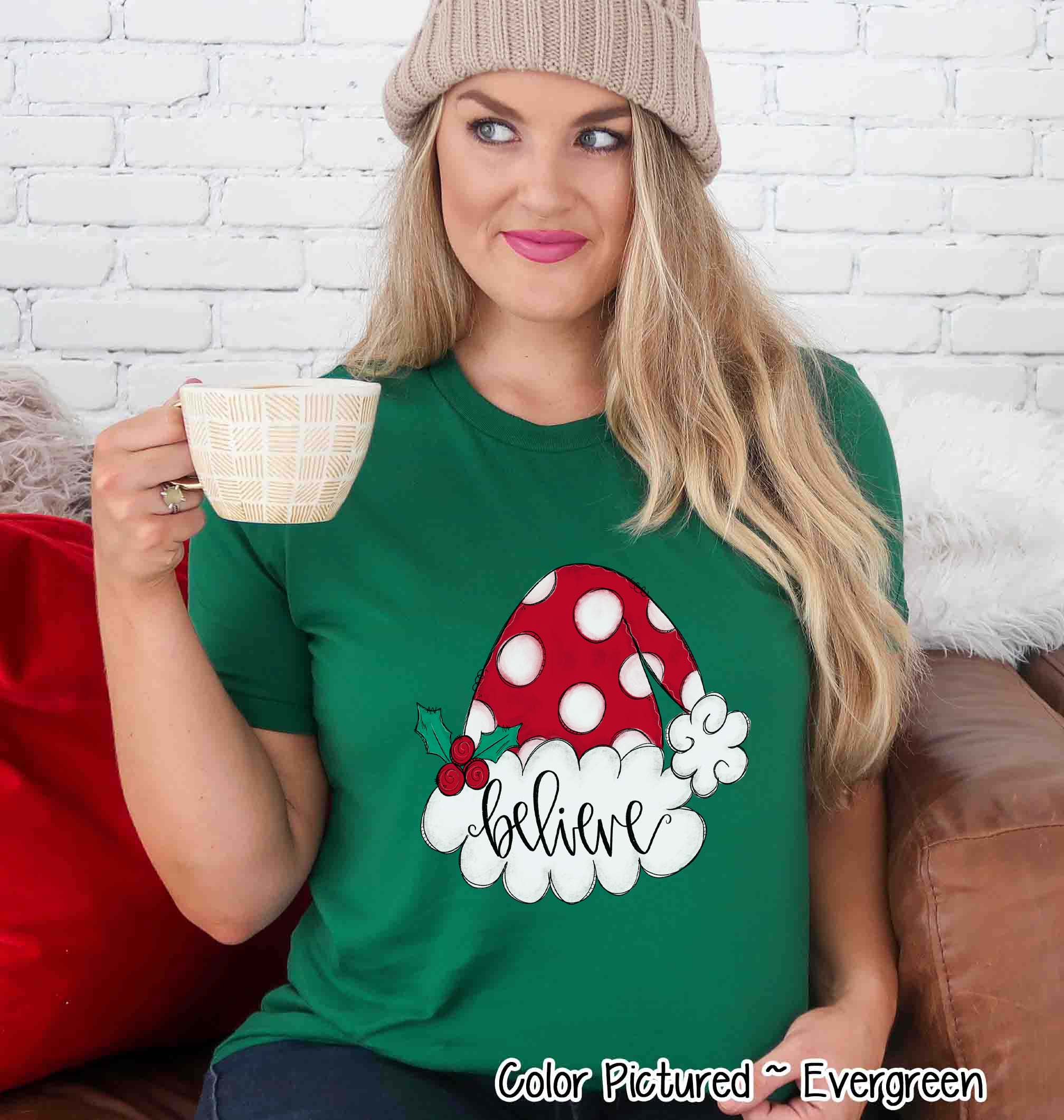 Believe Santa Hat Christmas Tee