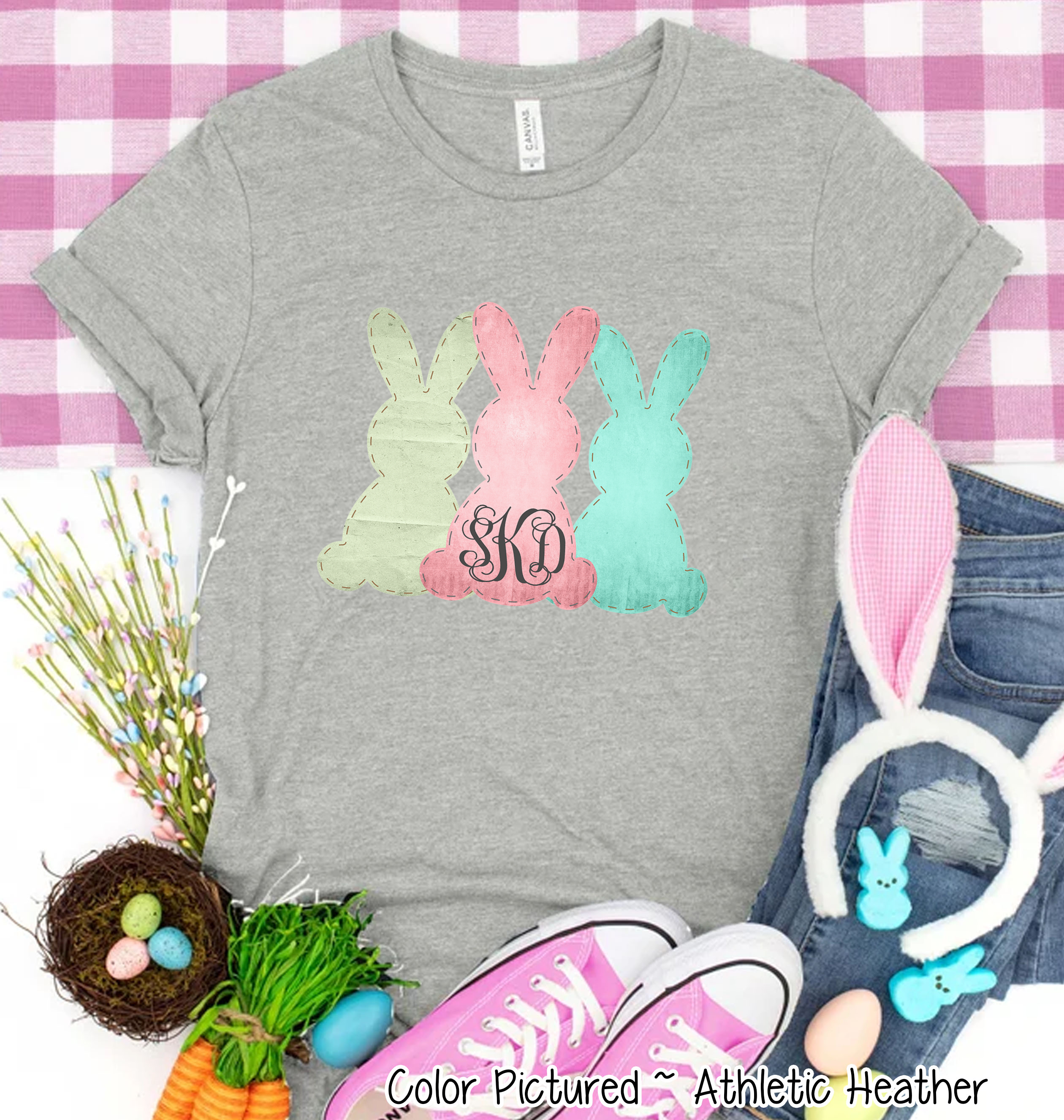 Monogram Bunny Trio Easter Tee