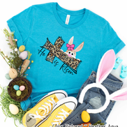 Risen Leopard Cross Easter Bunny Tee