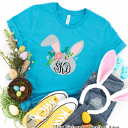 Monogram Floral Bunny Head Easter Tee
