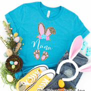 Cheetah Leopard Print Bunny Ears with Nana Easter Tee
