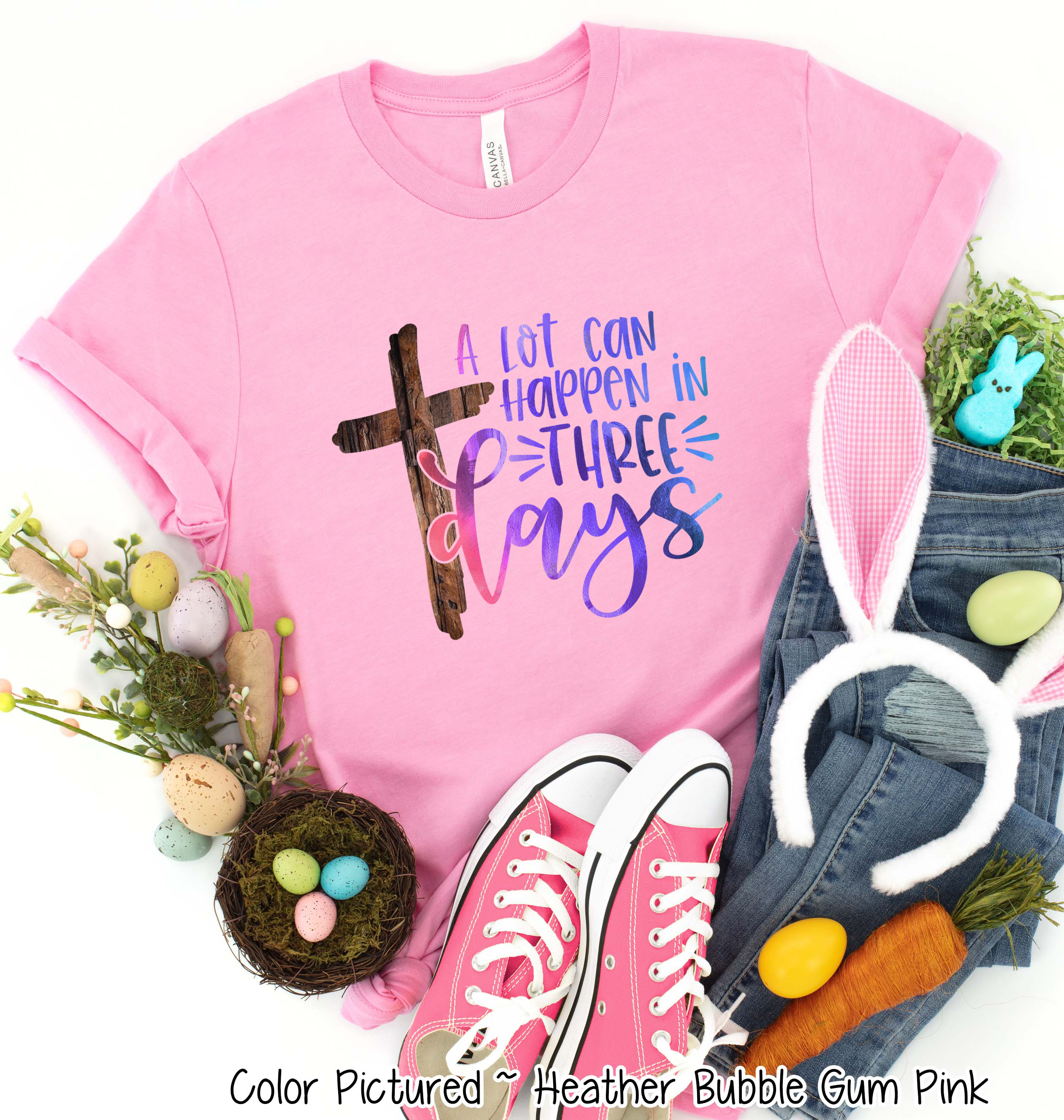 A Lot Can Happen in 3 Days Cross Easter Tee