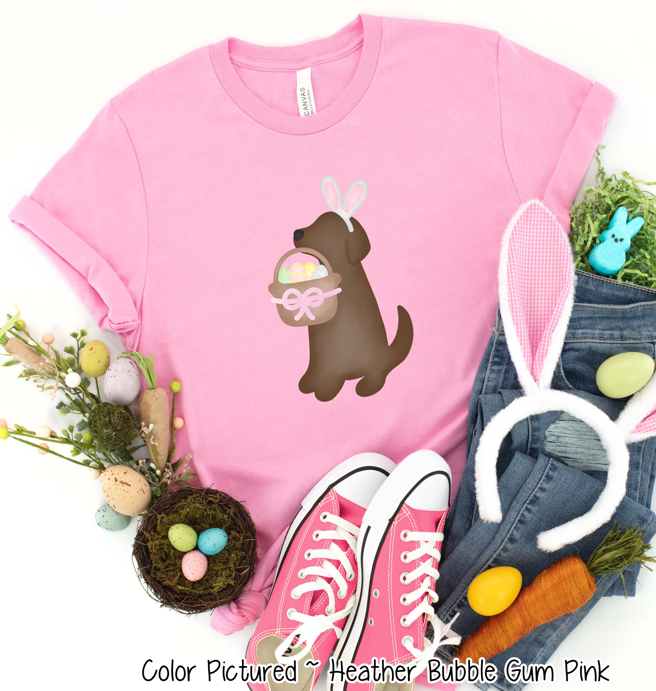 Dog Girl Brown Lab Easter Tee