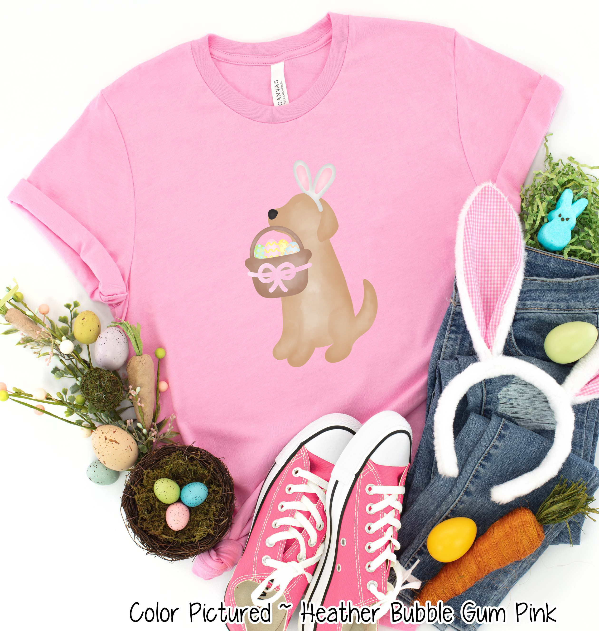 Dog Girl Yellow Lab Easter Tee