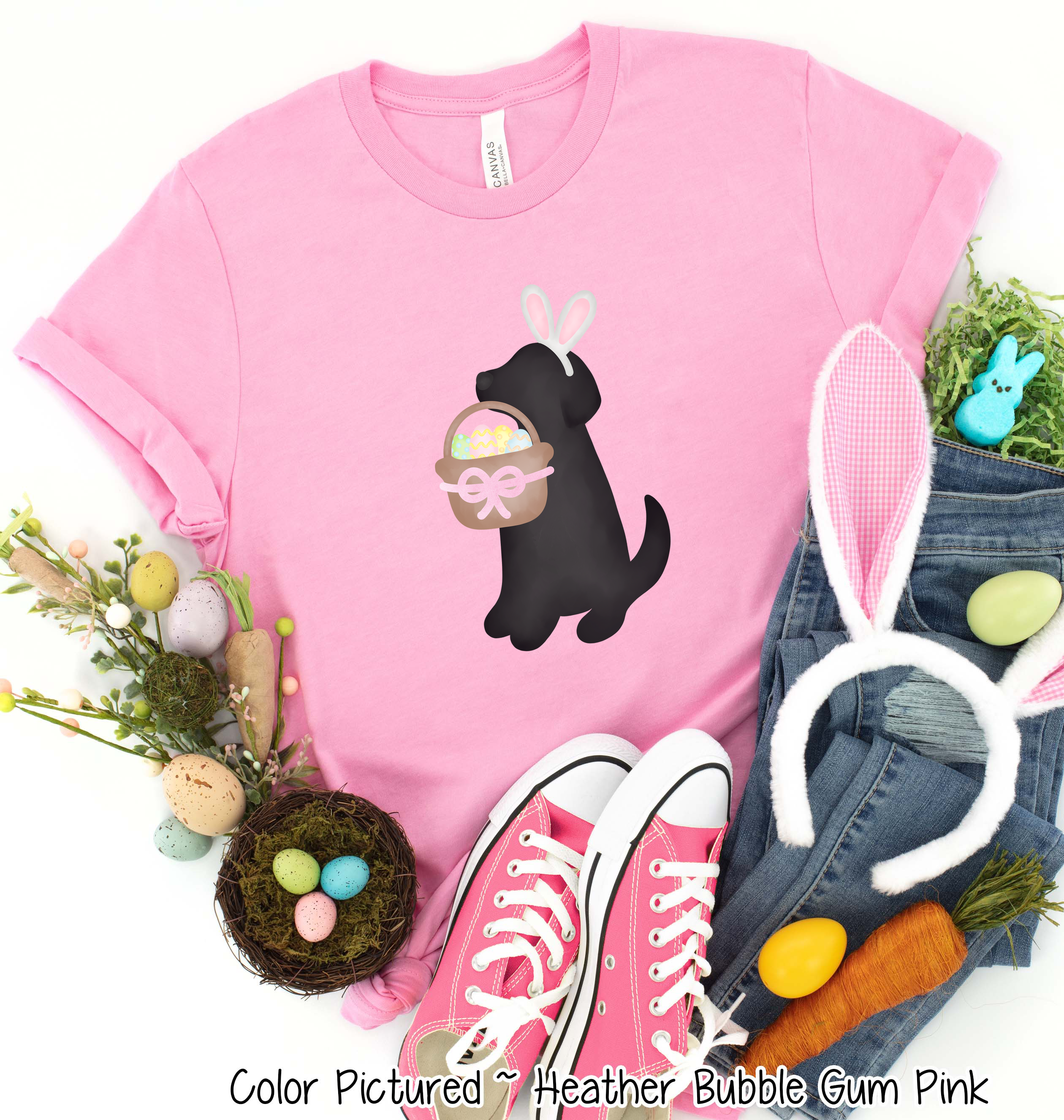 Dog Girl Black Lab Easter Tee
