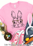 Bunny with Leopard Glasses Easter Tee