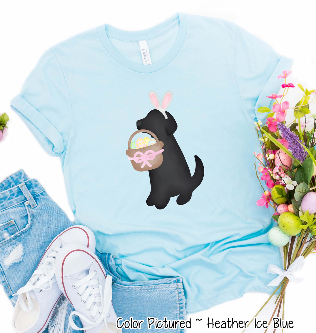 Dog Girl Black Lab Easter Tee