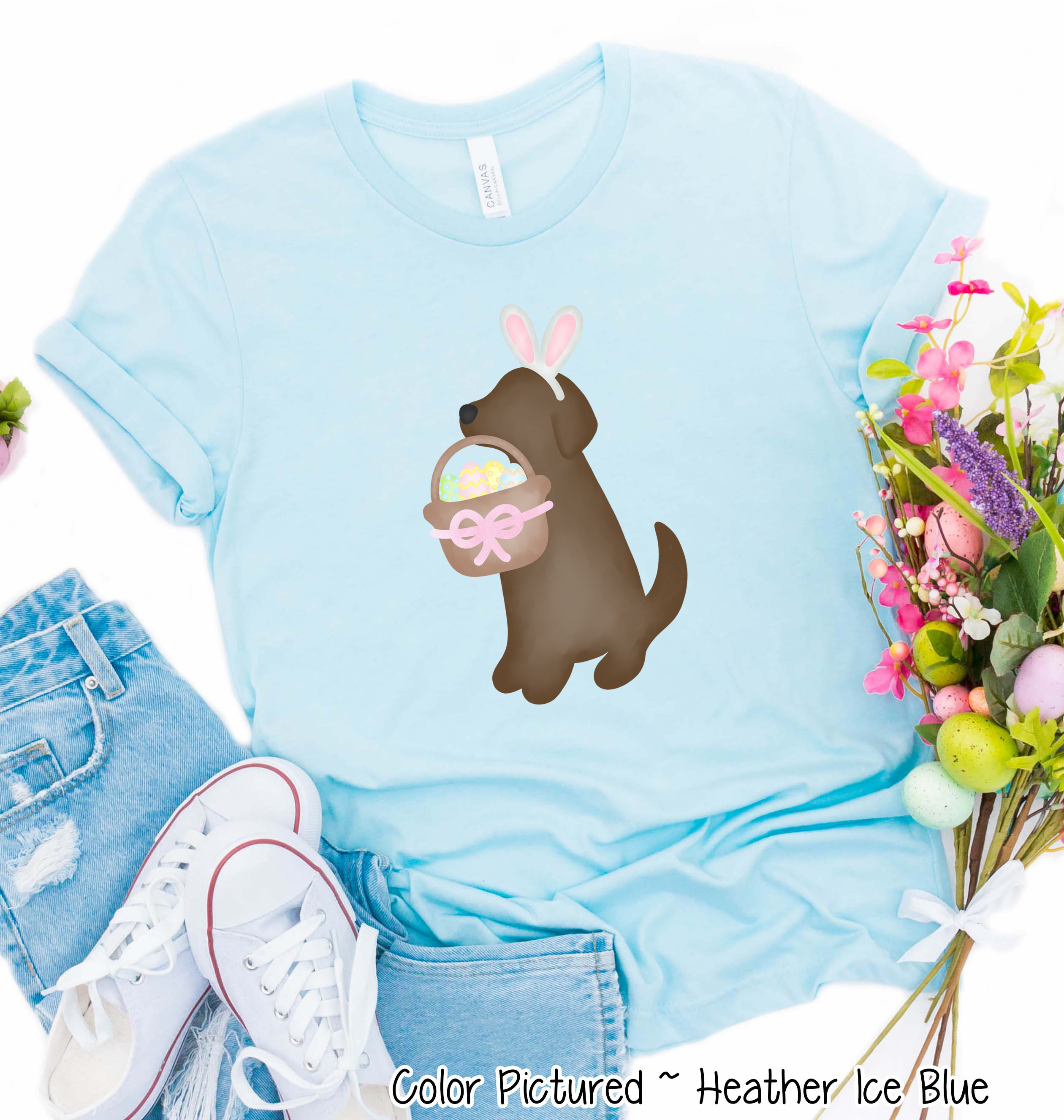 Dog Girl Brown Lab Easter Tee