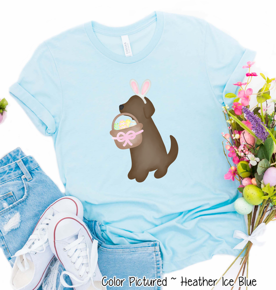 Dog Girl Brown Lab Easter Tee