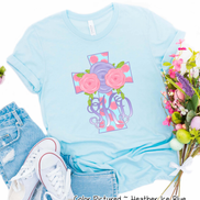 Monogram Pink Polka Dot Easter Cross Tee
