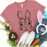 Bunny with Leopard Glasses Easter Tee
