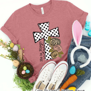 He Is Risen Black Dot Cross Easter Tee