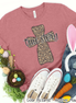 True Story Distressed Leopard Cross Easter Tee