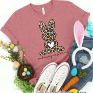 Leopard Print Bunny Happy Easter Tee